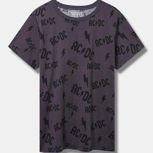 Torrid ACDC Classic Fit Cotton All Over Print Crew Tee  NEW
